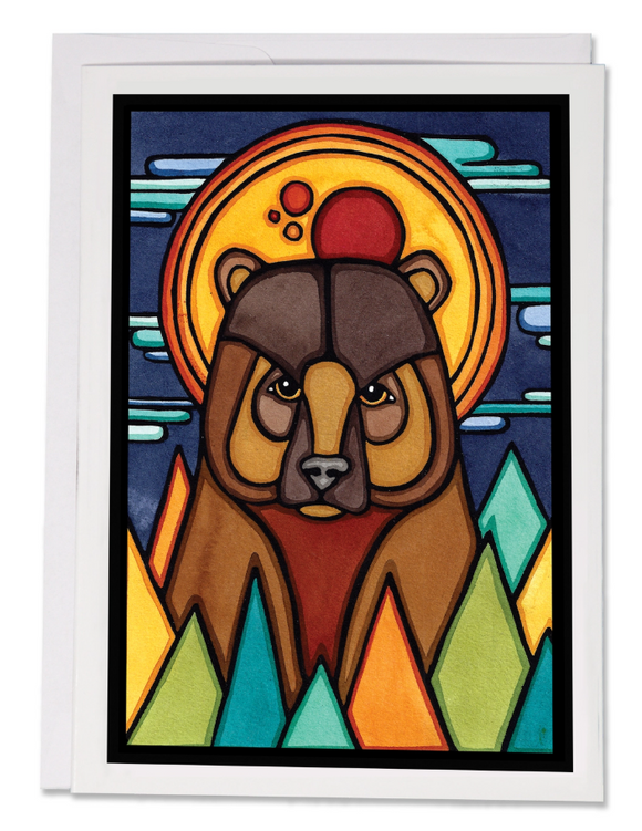 Bear in Forest Greeting Card by Sarah Angst