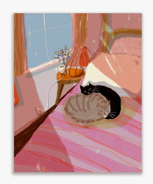 Bed Babies Cat Greeting Card by Jamie Shelman
