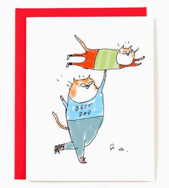 Best Dad Ever Cat Greeting Card by Jamie Shelman