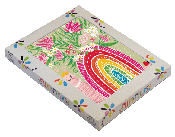 8 Assorted Boxed Rainbow Flower Notecards by Artists to Watch