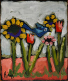 Bird in Flowers Block by David Hinds