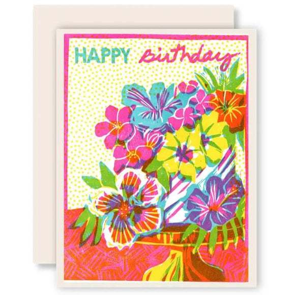 Happy Birthday (Tropical Floral Cake) Card by Heartell Press