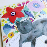 Black Cat Napping on Book Greeting Card by Honeyberry Studios