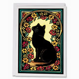 Black Cat Greeting Card by Sarah Angst