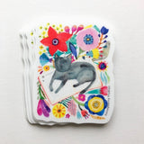 Black Cat Napping on a Book Sticker by Honeyberry Studios