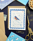 Eastern Bluebird Stamp Greeting Card by Bird Mail Studio