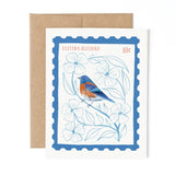 Eastern Bluebird Stamp Greeting Card by Bird Mail Studio