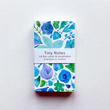 Blue Flowers Tiny Note Cards by Honeyberry Studios