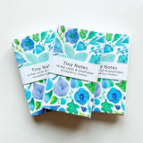 Blue Flowers Tiny Note Cards by Honeyberry Studios