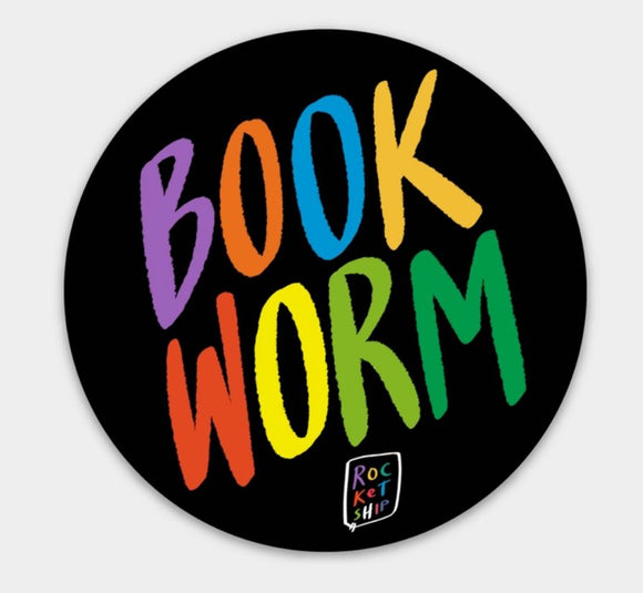 Book Worm Sticker by Cat Rocketship