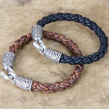 Tan Celtic Braided Leather Bracelet by Oberon Design