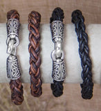 Tan Celtic Braided Leather Bracelet by Oberon Design