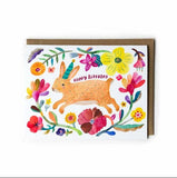 Brown Bunny Birthday Greeting Card by Honeyberry Studios