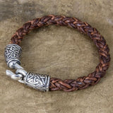 Tan Celtic Braided Leather Bracelet by Oberon Design