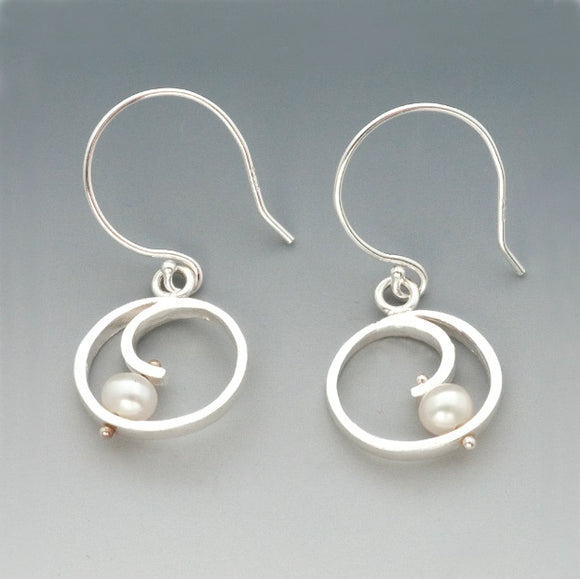 Mini Spiral Earrings with Pearls by Ashka Dymel