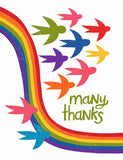 8 Boxed Rainbow Bird Thank You Notecards by Artists to Watch