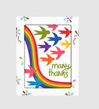 8 Boxed Rainbow Bird Thank You Notecards by Artists to Watch