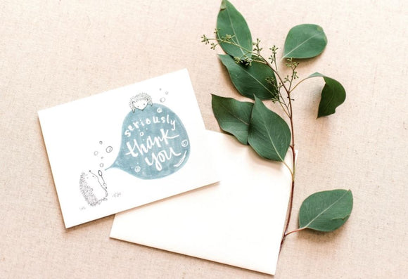 Hedgehog Bubble Thank You Greeting Card by Sweet Julie Marie