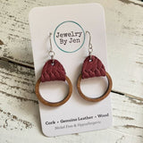 Wood Hoop Earrings: Burgundy Braided by Jewelry By Jen