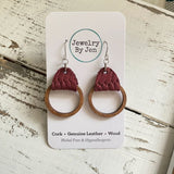 Wood Hoop Earrings: Burgundy Braided by Jewelry By Jen