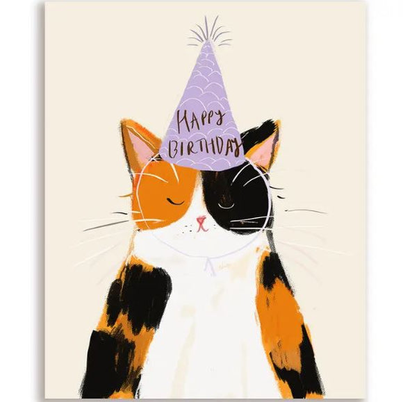 Birthday Calico Cat Greeting Card by Jamie Shelman