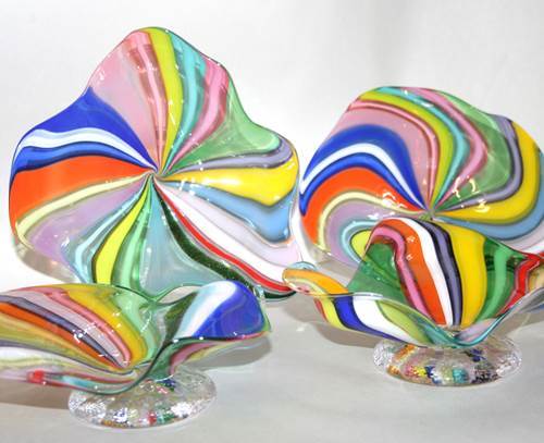 Multi-Stripe Candy Dish by Fritz Glass