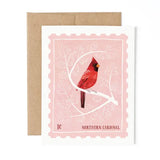 Northern Cardinal Stamp Greeting Card by Bird Mail Studio
