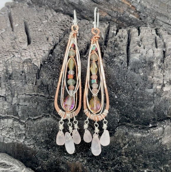 Rose Quartz Cascade Earrings by Vanessa Savlen