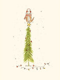 Cat on Tree Holiday Greeting Card by Sweet Julie Marie