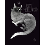 Ghost Cat Halloween Greeting Card by Cat Rocketship