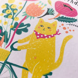 Cat on Bicycle Birthday Greeting Card by Honeyberry Studios