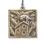 Cat on Birdhouse Tile Ornament by Whistling Frog