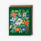 Chickadee and Oranges Greeting Card by Honeyberry Studios
