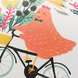 Chicken on Bicycle Birthday Greeting Card by Honeyberry Studios