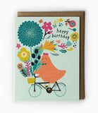Chicken on Bicycle Birthday Greeting Card by Honeyberry Studios