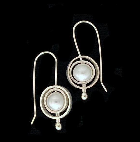 Circle Pearl Spinner Earrings by Kenneth Pillsworth