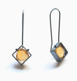 Mini Diagonal Square Earrings by Ashka Dymel