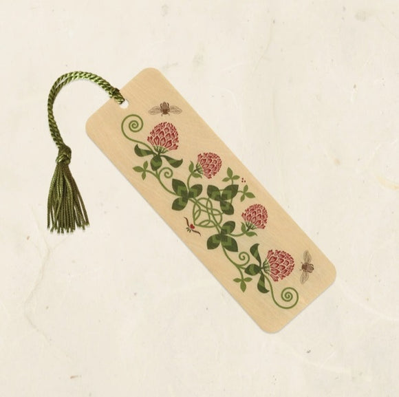 Red Clover Wood Bookmark by Little Gold Fox Designs