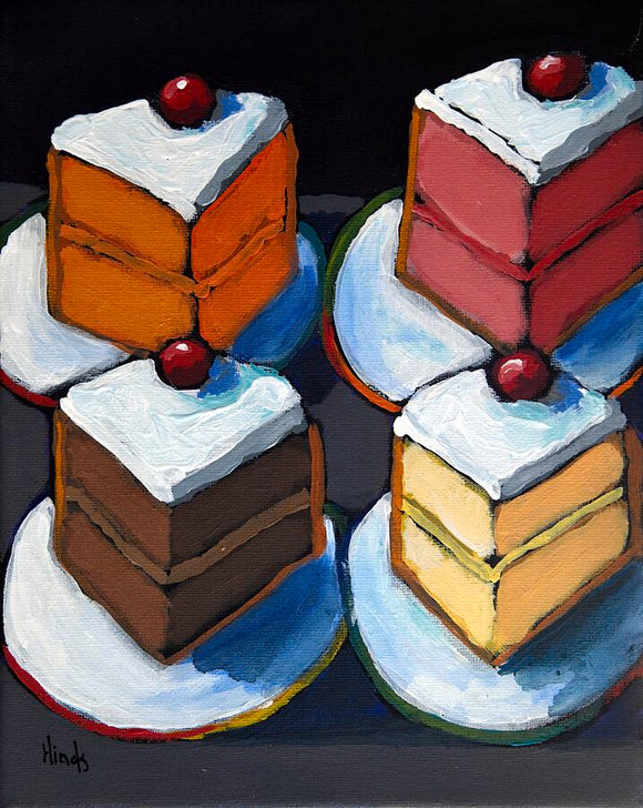 Colorful Cake Slices With A Cherry On Top by David Hinds