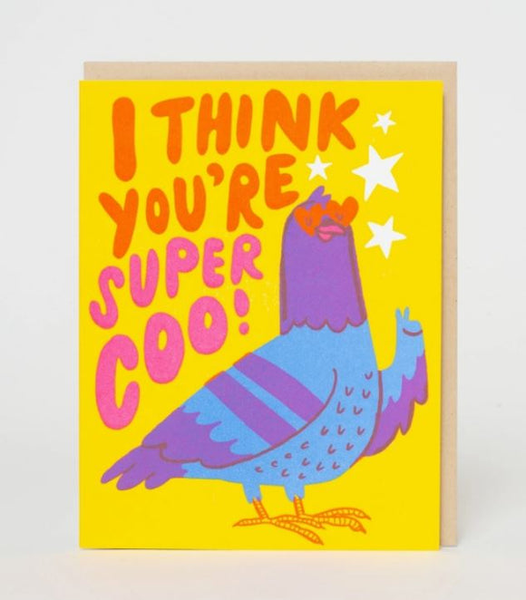 Super Coo Pigeon Greeting Card by Egg Press Manufacturing