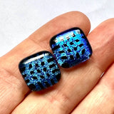 Dichroic Glass Post Earrings - Cool Colors by Glass Town USA