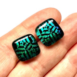 Dichroic Glass Post Earrings - Cool Colors by Glass Town USA