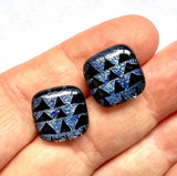 Dichroic Glass Post Earrings - Cool Colors by Glass Town USA
