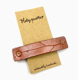 Shiny Copper Oak Leaf Leather Hair Barrette by Platypus Max