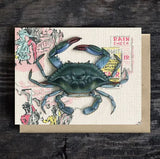 Atlantic Blue Crab Blank Greeting Card by Emily Uchytil