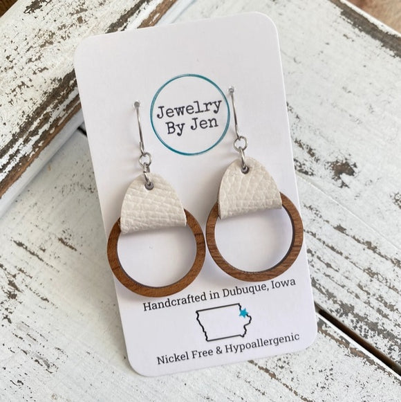 Wood Hoop Earrings: Cream by Jewelry By Jen