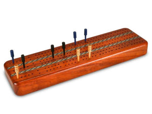 Padauk Inlay 3-Track Cribbage Board by Heartwood Creations