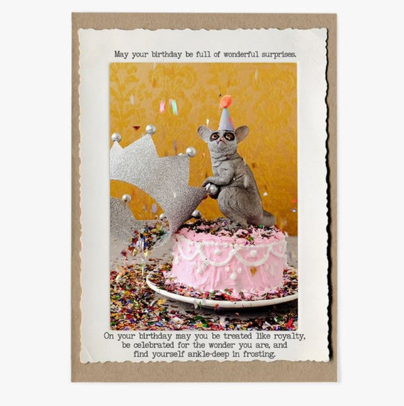 Galago Crown Birthday Greeting Card by Jamie Redmond