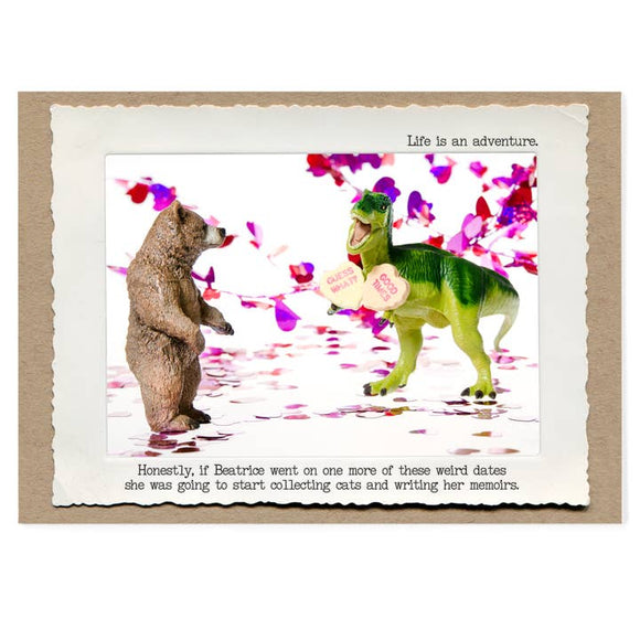 Bear T. Rex Date Greeting Card by Jamie Redmond