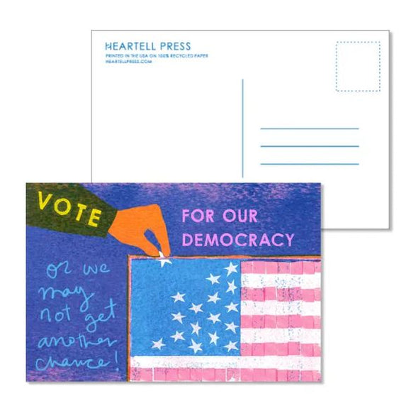 Vote For Our Democracy Postcard by Heartell Press